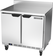 Beverage Air WTR36AHC-FIP 36" 2 Door Worktop Refrigerator with Foamed-In Backsplash | 8.5 Cu. Ft