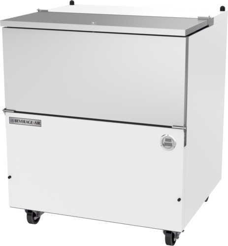 Beverage Air SM34HC-W-02 34" White Single Sided Milk Cooler w/ Stainless Steel Interior | 8 Crate Capacity