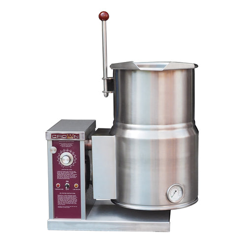 Crown Steam EC-10TWL Electric Solid State Countertop Tilting Kettle | 10 Gal. Capacity