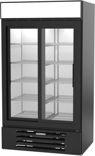 Beverage Air MMR38HC-1-B 43.5" 2 Swing Glass Door Black Merchandiser Refrigerator | 35.4 Cu. Ft.