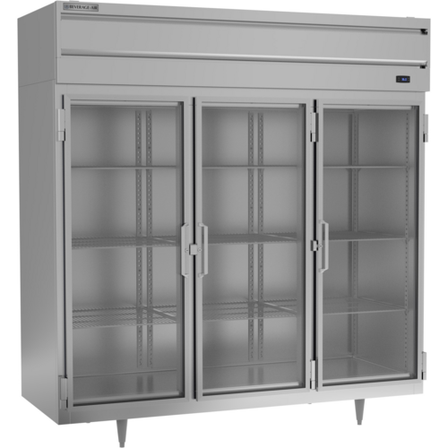 Beverage Air PR3HC-1BG 77.75" 3 Glass Door Reach In Refrigerator | 68.34 Cu. Ft.