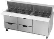 Beverage Air SPED72HC-30M-4 72" 4 Drawer 1 Door Mega Top Refrigerated Sandwich Prep Table | (30) 1/6 Pan