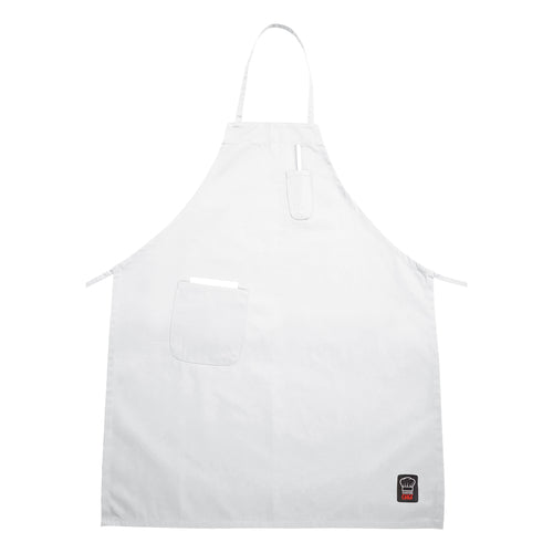 Winco BA-PWH 2 Pocket Bib Apron | White