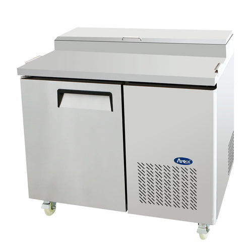 Atosa MPF8201GR 44" 1-Solid Door Side Mount Refrigerated Pizza Prep Table | 9.7 Cu. Ft.
