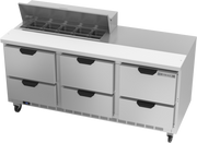 Beverage Air SPED72HC-10-6 72" 6 Drawer Refrigerated Sandwich Prep Table | (10) 1/6 Pan