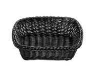 Tablecraft M2485 Ridal Black Rectangular Rattan Basket | 11 1/2" x 8 1/2" x 3 1/2"