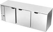 Beverage Air BB94HC-1-F-S 95" 3 Solid Door Stainless Food Rated Back Bar Cooler | 37.82 Cu. Ft.