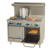 Comstock-Castle F3218-24 48" Gas 4-Burner & Griddle Range w/ (2) Space Saver Ovens | 204,000 BTU