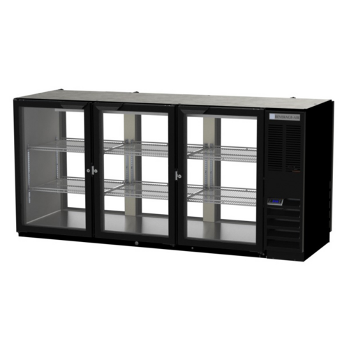 Beverage Air BB72HC-1-FG-PT-B 72" 6 Glass Door Black Pass Thru Back Bar Cooler | 22.1 Cu. Ft.