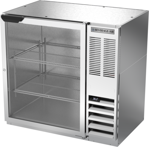 Beverage Air BB36HC-1-G-S 36" 1 Glass Door Stainless Steel Back Bar Cooler | 8.36 Cu. Ft.