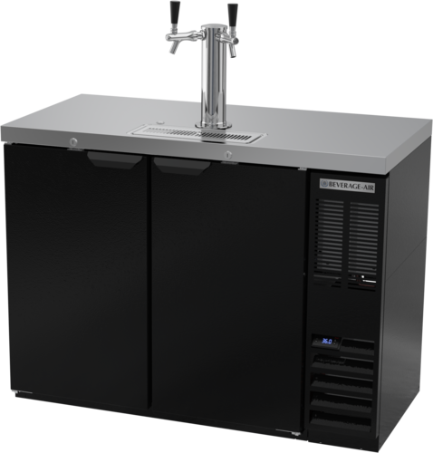 Beverage Air DD48HC-1-B 48" Black Dual Tap Draft Beer Cooler | (2) 1/2 Keg