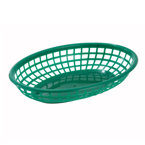 Winco PFB-10G 9-1/4" x 5-3/4" Green Oval Fast Food Basket | Case of 12
