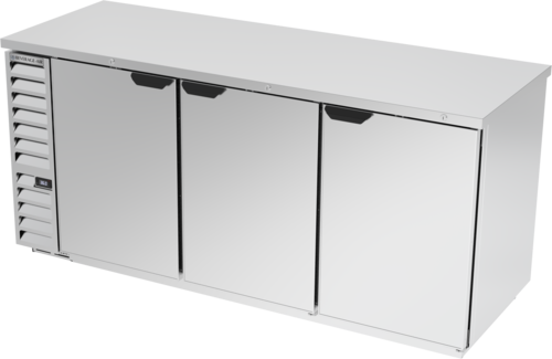 Beverage Air BB78HC-1-S 79" 3 Solid Door Stainless Back Bar Cooler | 33.59 Cu. Ft.
