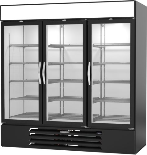 Beverage Air MMR72HC-1-B-WINE MarketMax 75" Black 3-Glass Door Wine Refrigerator | 70.19 Cu. Ft.