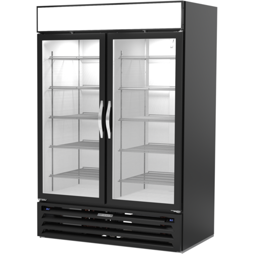 Beverage Air MMRR49HC-1-A-BW 52" Black 2-Glass Door Dual Temp Merchandiser | (2) 21.01 Cu. Ft.