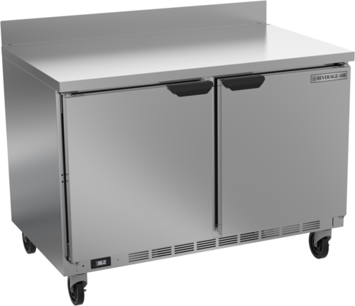 Beverage Air WTR48AHC 48" 2 Door Worktop Refrigerator with Removable Backsplash | 11.82 Cu. Ft.