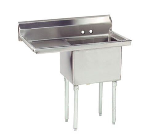 Advance Tabco FE-1-1812-18L-X 38" x 24" 1-Compartment Fabricated Sink w/ 18" Left Drainboard