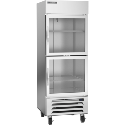 Beverage Air HBR27HC-1-HG 30" 2 Glass Half Door Bottom Mount Reach In Refrigerator | 25.97 Cu. Ft.