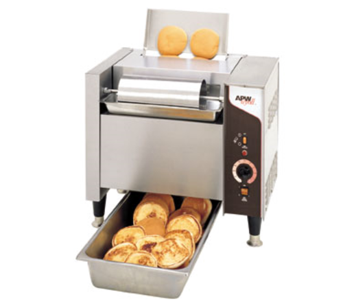 APW Wyott M-95-2 Themostatic Vertical Conveyor Bun Toaster w/ Butter Spreader | 865 Bun Halves/Hr.