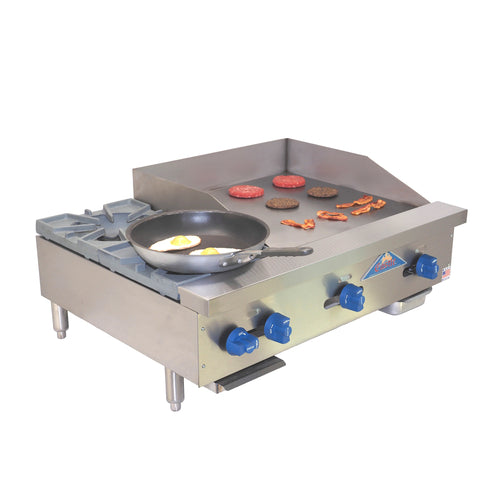 Comstock-Castle FHP36-24 36" Manual Countertop Gas Griddle & Hot Plate Combo | 104,000 BTU