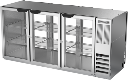 Beverage Air BB72HC-1-G-PT-S 72" 6 Glass Door Stainless Pass Thru Back Bar Cooler | 22.1 Cu. Ft.