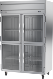 Beverage Air HFPS2HC-1HG 52" 4 Glass Half Door Top Mount Reach-In Freezer | 46.29 Cu. Ft.