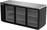 Beverage Air BB78HC-1-G-B 79" 3 Glass Door Black Back Bar Cooler | 33.59 Cu. Ft.