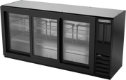 Beverage Air BB72HC-1-GS-B 72" 3 Glass Door Black Back Bar Cooler | 19.92 Cu. Ft.