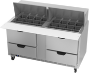 Beverage Air SPED60HC-24M-4 60" 4 Drawer Mega Top Refrigerated Sandwich Prep Table | (24) 1/6 Pan