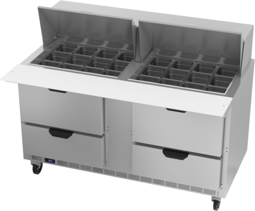 Beverage Air SPED60HC-24M-4 60" 4 Drawer Mega Top Refrigerated Sandwich Prep Table | (24) 1/6 Pan