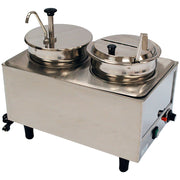 Winco 51073P Dual Well Warmer with Pump and Ladle | (2) 7 Qt. Wells