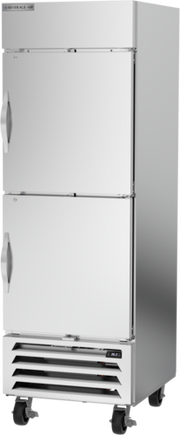 Beverage Air HBR23HC-1-HS 27.25" 2 Solid Half Door Bottom Mount Reach In Refrigerator | 23.32 Cu. Ft.