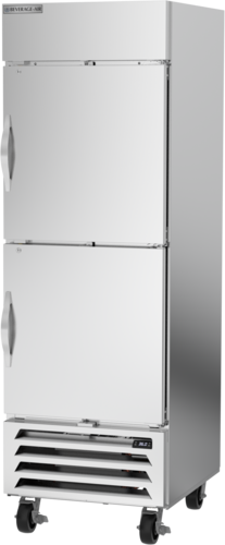 Beverage Air HBR23HC-1-HS 27.25" 2 Solid Half Door Bottom Mount Reach In Refrigerator | 23.32 Cu. Ft.