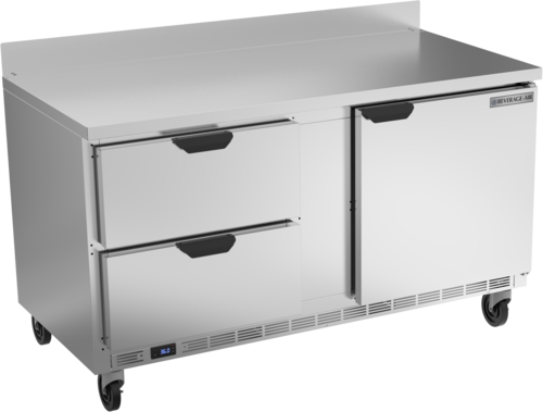 Beverage Air WTRD60AHC-2 60" 2 Drawer 1 Door Worktop Refrigerator with Removable Backsplash | 14.75 Cu. Ft.
