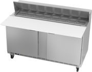 Beverage Air SPE60HC-16C 60" 2 Door Rear Mount Refrigerated Sandwich Prep Table | (16) 1/6 Pan