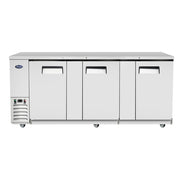 Atosa MBB90GR 90" 3-Solid Door Stainless Back Bar Cooler | 30.1 Cu. Ft.