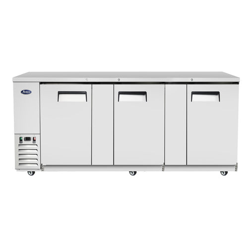 Atosa MBB90GR 90" 3-Solid Door Stainless Back Bar Cooler | 30.1 Cu. Ft.