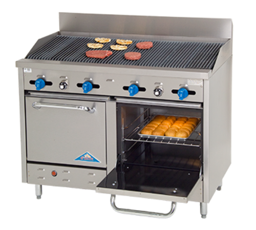 Comstock-Castle F3218-4RB 48" Gas Charbroiler Range w/ (2) Space Saver Ovens | 180,000 BTU