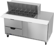 Beverage Air SPED60HC-18M-4 60" 2 Drawer 1 Door Mega Top Refrigerated Sandwich Prep Table | (18) 1/6 Pan