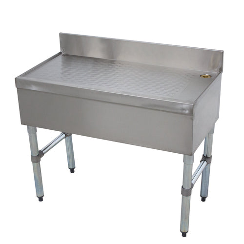Advance Tabco SLD-3-X 36" x 18" Stainless-Steel Free-Standing Underbar Drainboard w/ 4" Splash