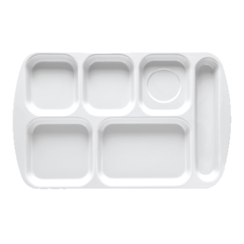 G.E.T. TR-152 Right-Handed 6-Compartment Plastic Cafeteria Tray | Case of 12