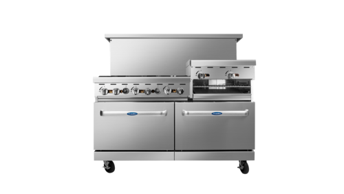 Atosa AGR-6B24GR 60" CookRite 6-Burner 24" Griddle Broiler 2-Oven Gas Range | 300,000 BTU