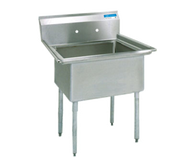 BK Resources BKS-1-1620-12 1 Compartment Sink without Drainboard - Galvanized Legs | 21" Length