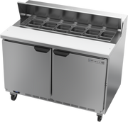 Beverage Air SPE48HC-12 48" 2 Door Rear Mount Refrigerated Sandwich Prep Table | (12) 1/6 Pan