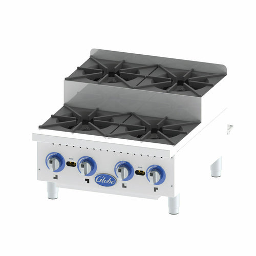 Globe GHPSU424G 4 Burner Gas Countertop Step-Up Hot Plate | 120,000 BTU