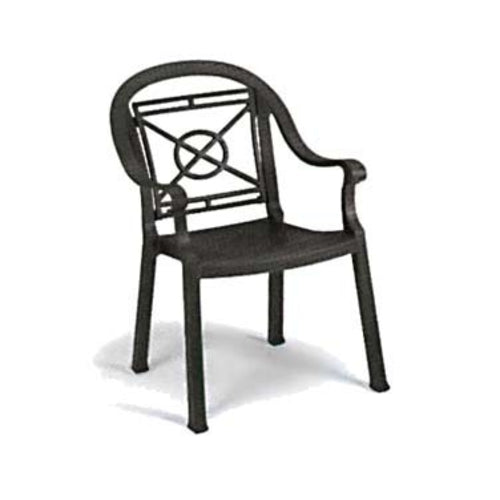 Grosfillex 46214002 Victoria Stacking  Outdoor Dining Armchair | Charcoal