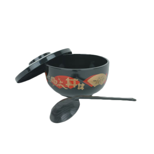 Thunder Group 5-3/4" Black Plastic Decorative Noodle Bowl | Model No. PLNB002