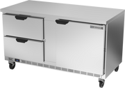 Beverage Air WTRD60AHC-2-FLT 60" 2 Drawer 1 Door Worktop Refrigerator with Flat Top | 14.75 Cu. Ft.