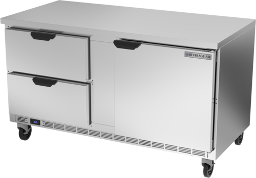 Beverage Air WTRD60AHC-2-FLT 60" 2 Drawer 1 Door Worktop Refrigerator with Flat Top | 14.75 Cu. Ft.