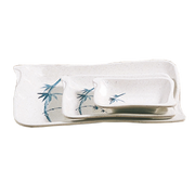 Thunder Group 1609BB Blue Bamboo 8 1/2" X 5 1/2" Wave Shape Bbq Plate | Case of 12